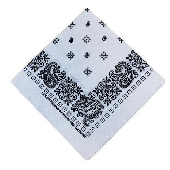 Bandana--White Paisley Print